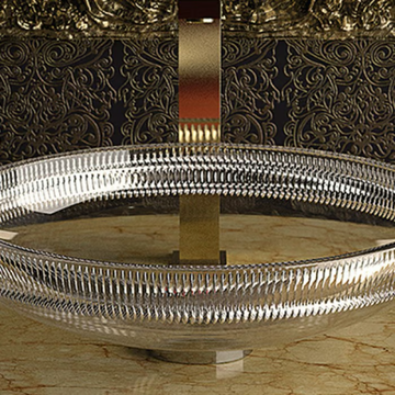 CLIVIA - Countertop round crystal washbasin by Glass Design - view 3